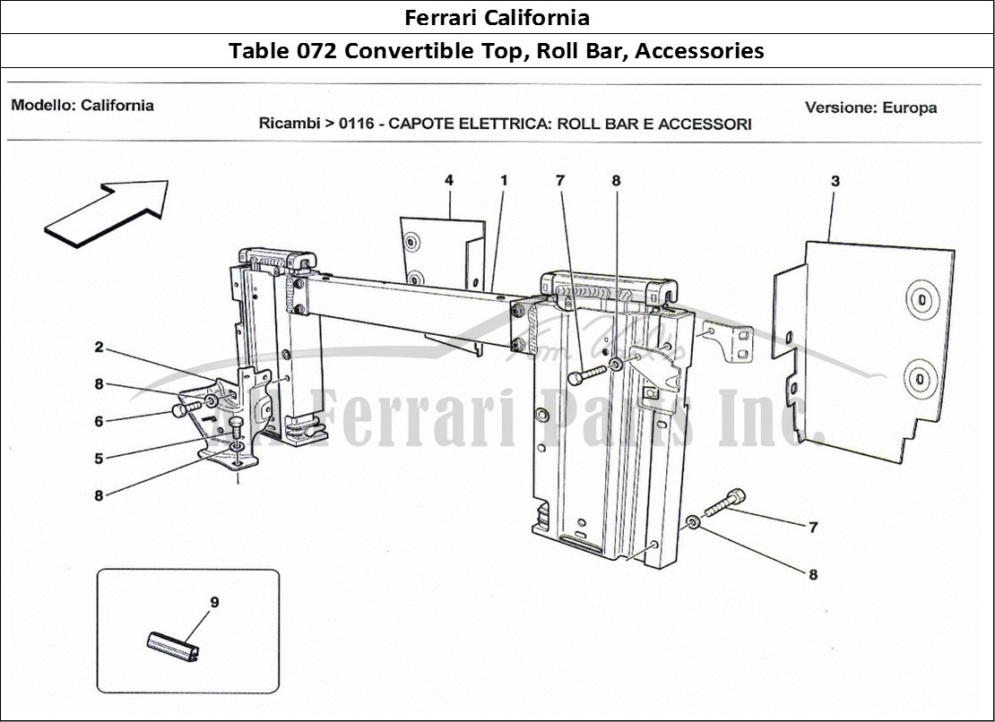 Ferrari Parts Ferrari California Page 072 Electrical Capote: Roll B