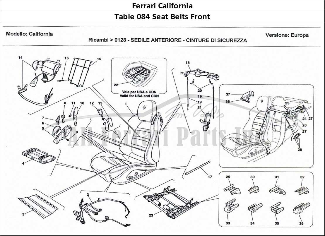 Ferrari Parts Ferrari California Page 084 Front Seat: Safety Belts