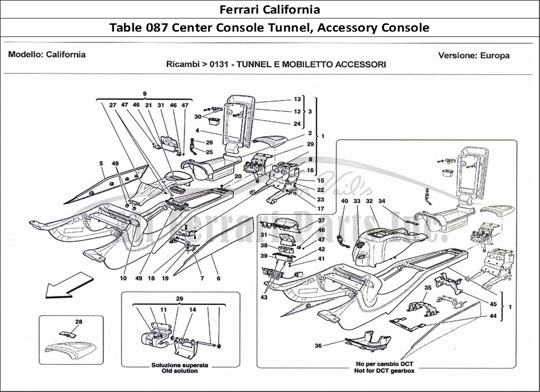 Ferrari Parts Ferrari California Page 087 Accessory Console and Cen