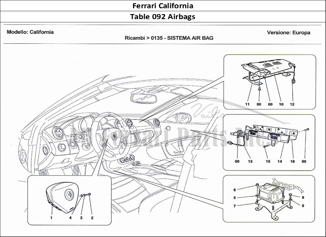 Ferrari Parts Ferrari California Page 091 Airbag System