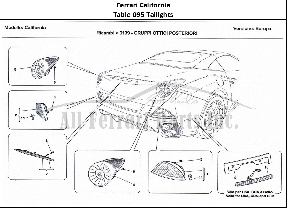 Ferrari Parts Ferrari California Page 095 Taillight Clusters