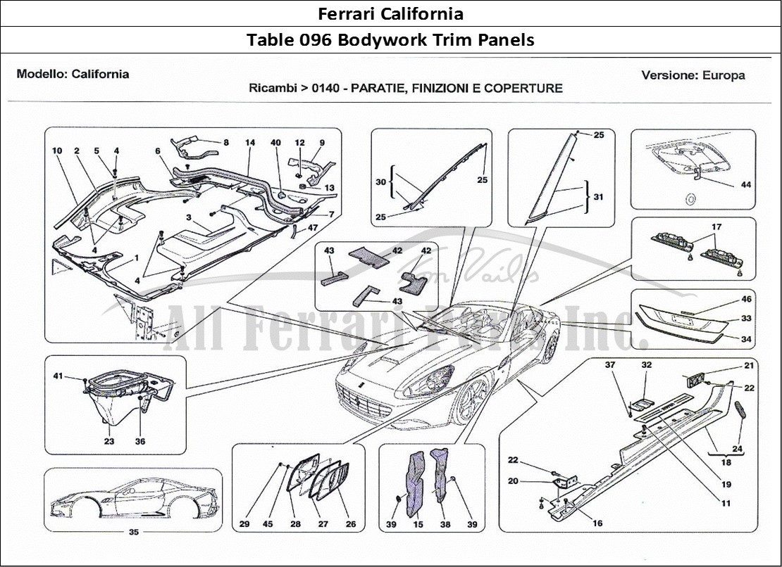 Ferrari Parts Ferrari California Page 096 Shields, Trims and Coveri