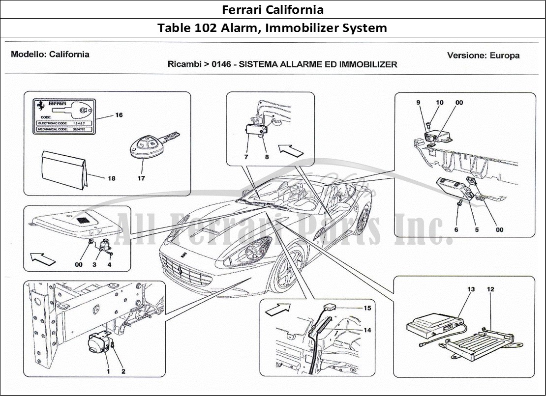 Ferrari Parts Ferrari California Page 102 Alarm and Immobilizer Sys