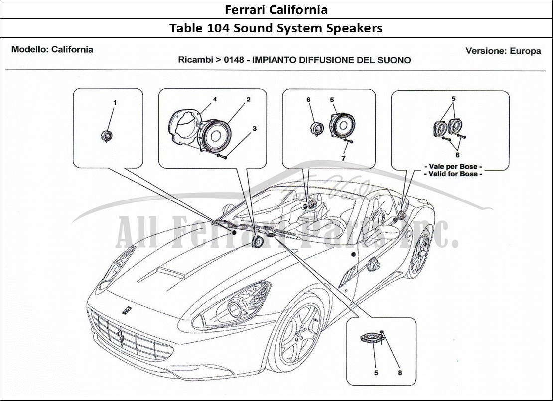 Ferrari Parts Ferrari California Page 104 Sound Diffusion System