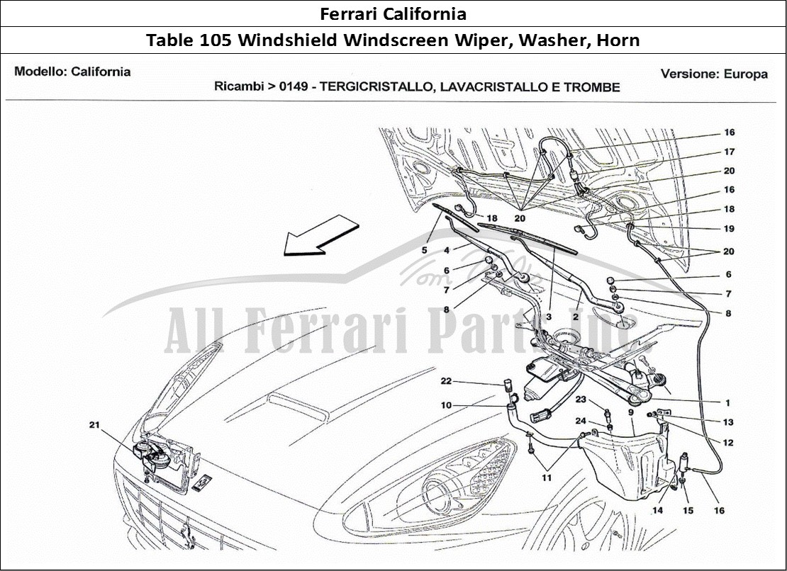 Ferrari Parts Ferrari California Page 105 Windscreen Wiper, Windscr