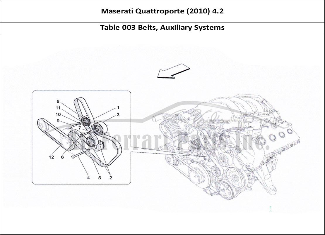 Ferrari Parts Maserati QTP. (2010) 4.2 Page 003 Auxiliary Device Belts