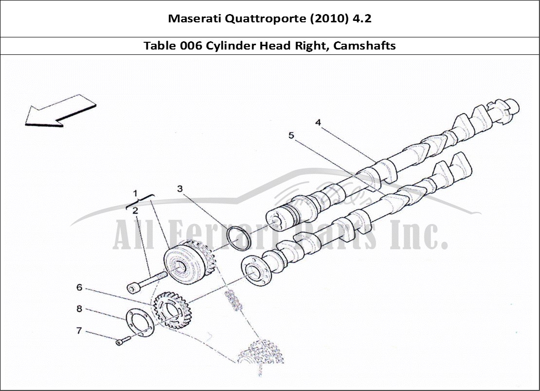 Ferrari Parts Maserati QTP. (2010) 4.2 Page 006 RH Cylinder Head Camshaft