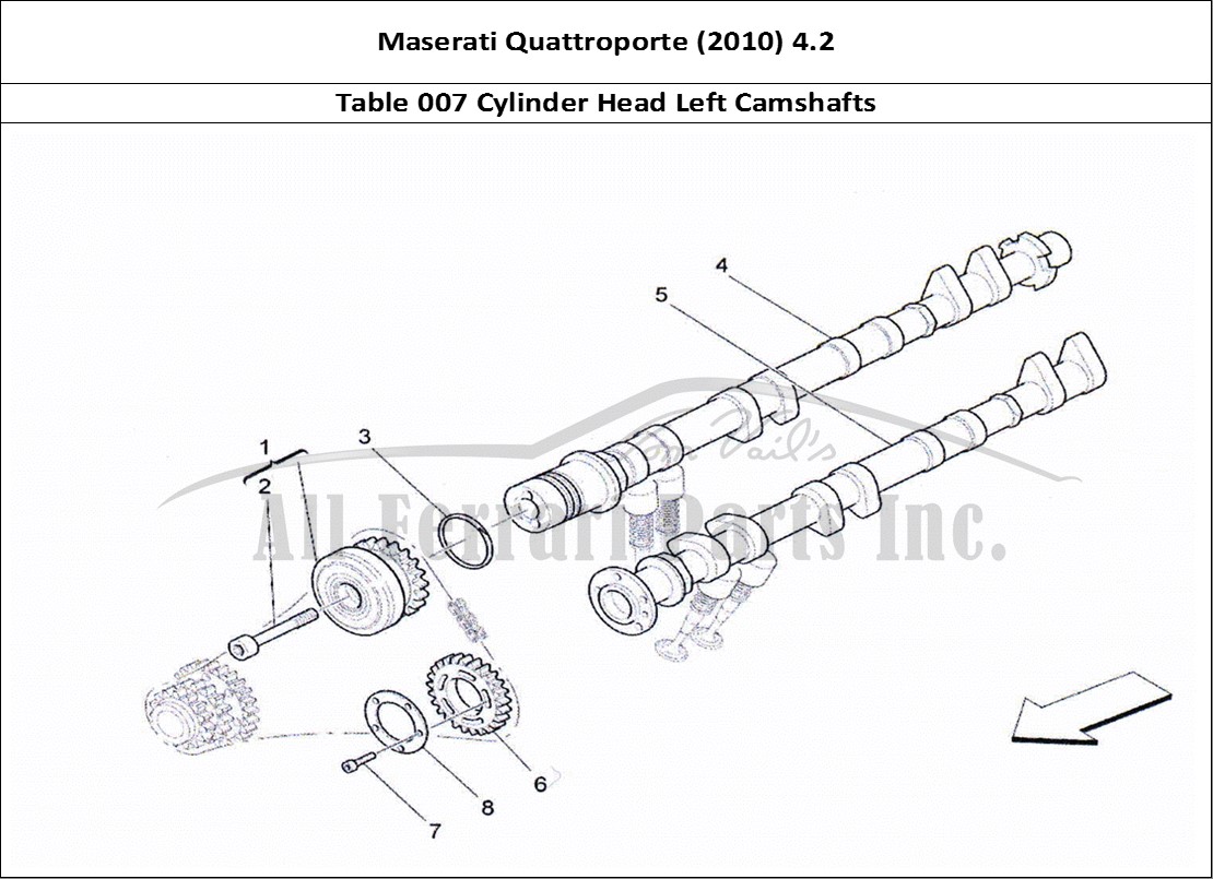 Ferrari Parts Maserati QTP. (2010) 4.2 Page 007 LH Cylinder Head Camshaft