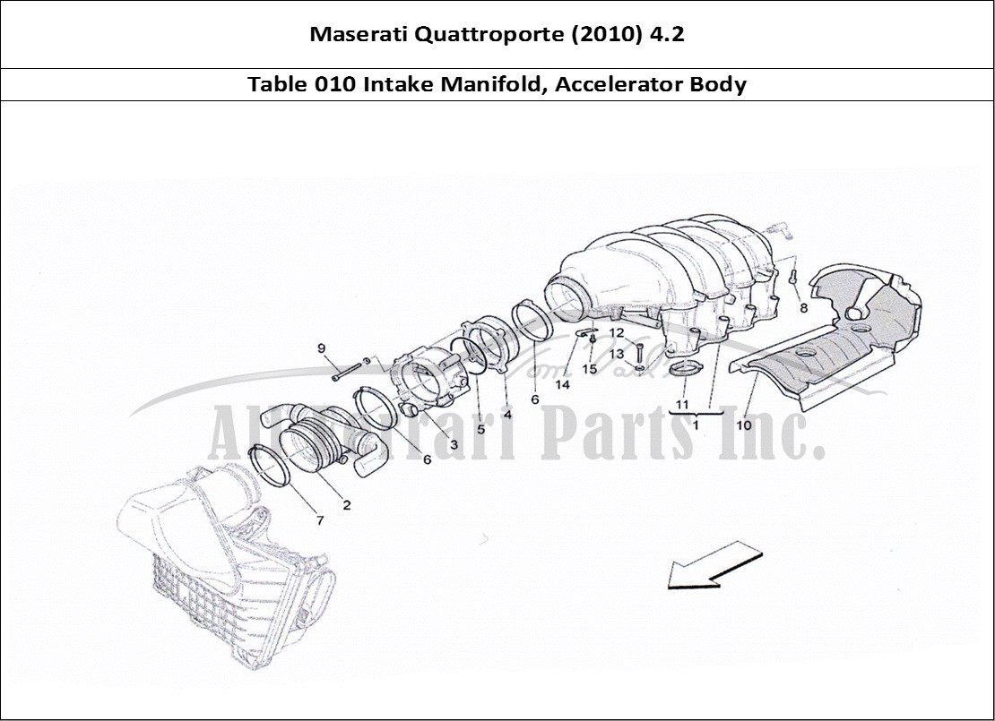 Ferrari Parts Maserati QTP. (2010) 4.2 Page 010 Intake Manifold and Throt