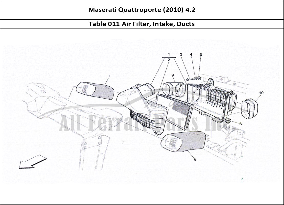 Ferrari Parts Maserati QTP. (2010) 4.2 Page 011 Air Filter, Air Intake an