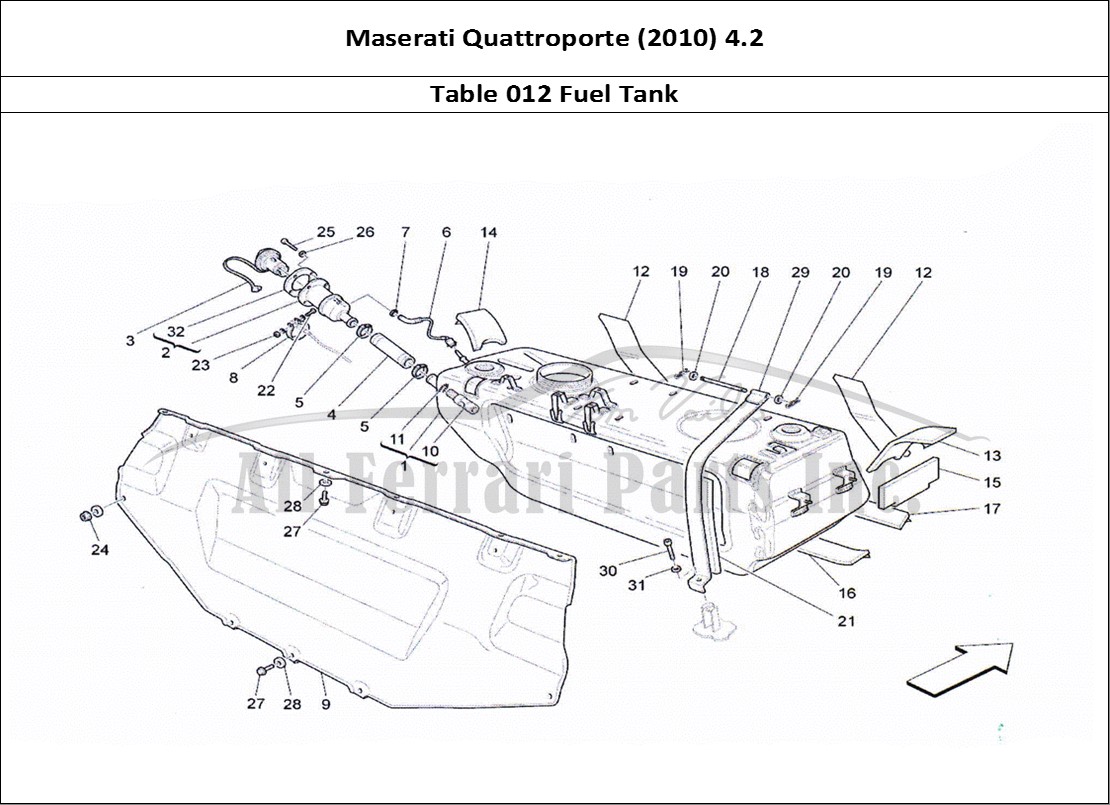 Ferrari Parts Maserati QTP. (2010) 4.2 Page 012 Fuel Tank