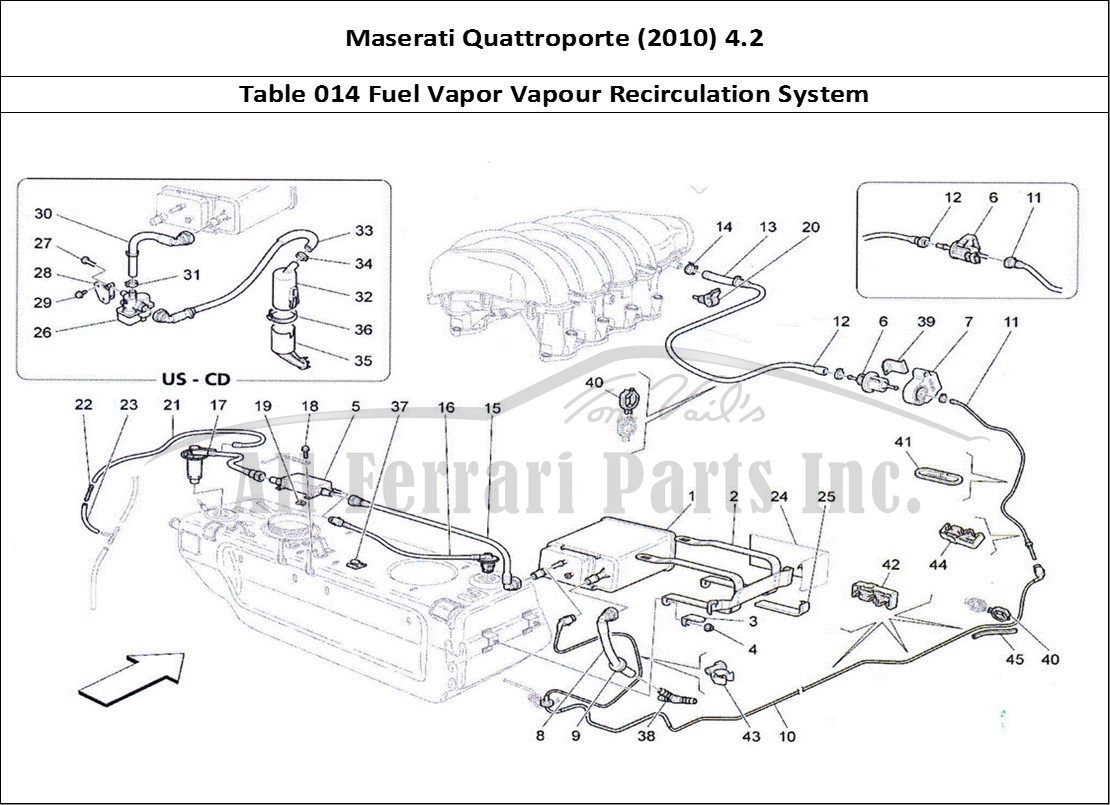Ferrari Parts Maserati QTP. (2010) 4.2 Page 014 Fuel Vapour Recirculation