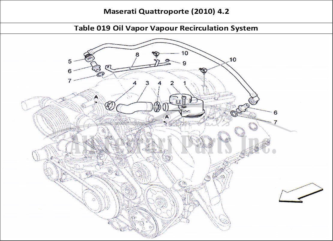 Ferrari Parts Maserati QTP. (2010) 4.2 Page 019 Oil Vapour Recirculation
