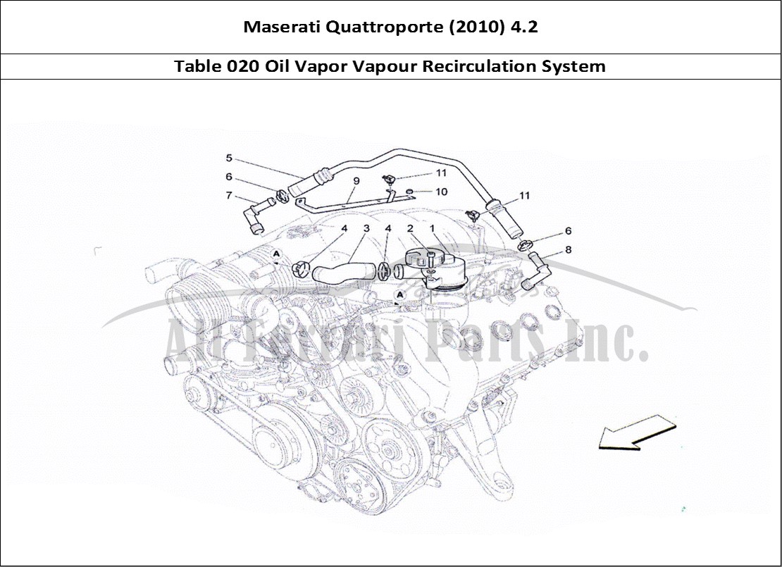 Ferrari Parts Maserati QTP. (2010) 4.2 Page 020 Oil Vapour Recirculation