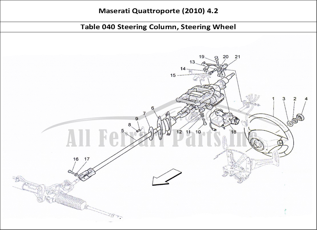 Ferrari Parts Maserati QTP. (2010) 4.2 Page 040 Steering Column and Steer