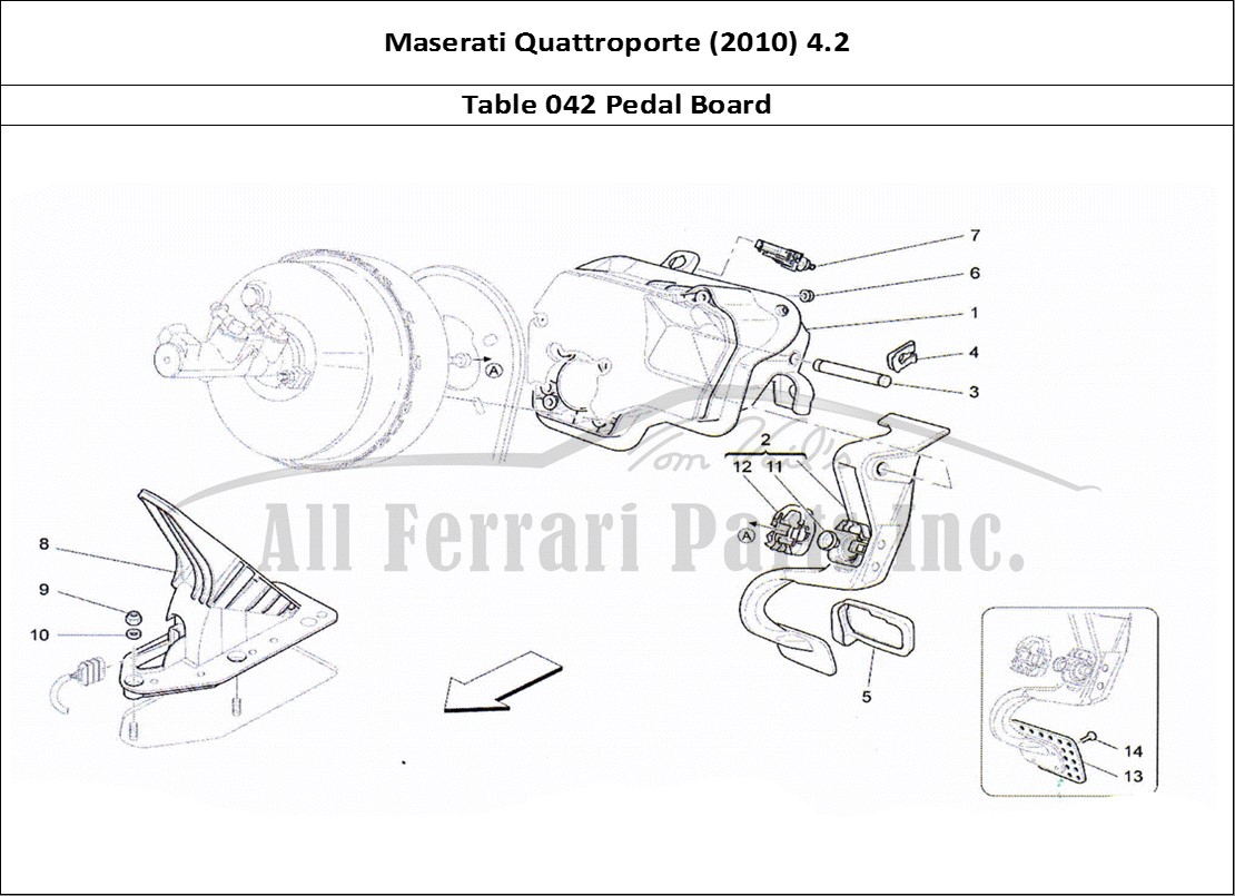 Ferrari Parts Maserati QTP. (2010) 4.2 Page 042 Complete Pedal Board Unit