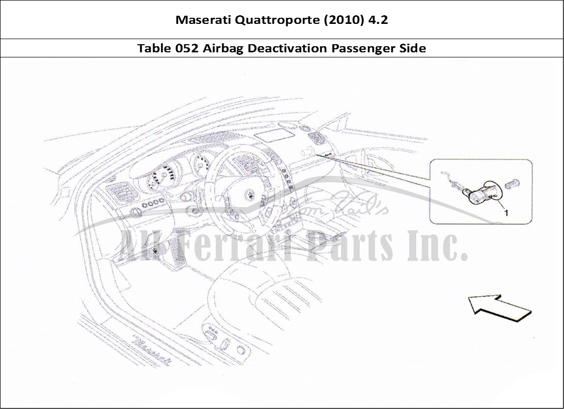 Ferrari Parts Maserati QTP. (2010) 4.2 Page 052 Passenger'S Airbag-Deacti