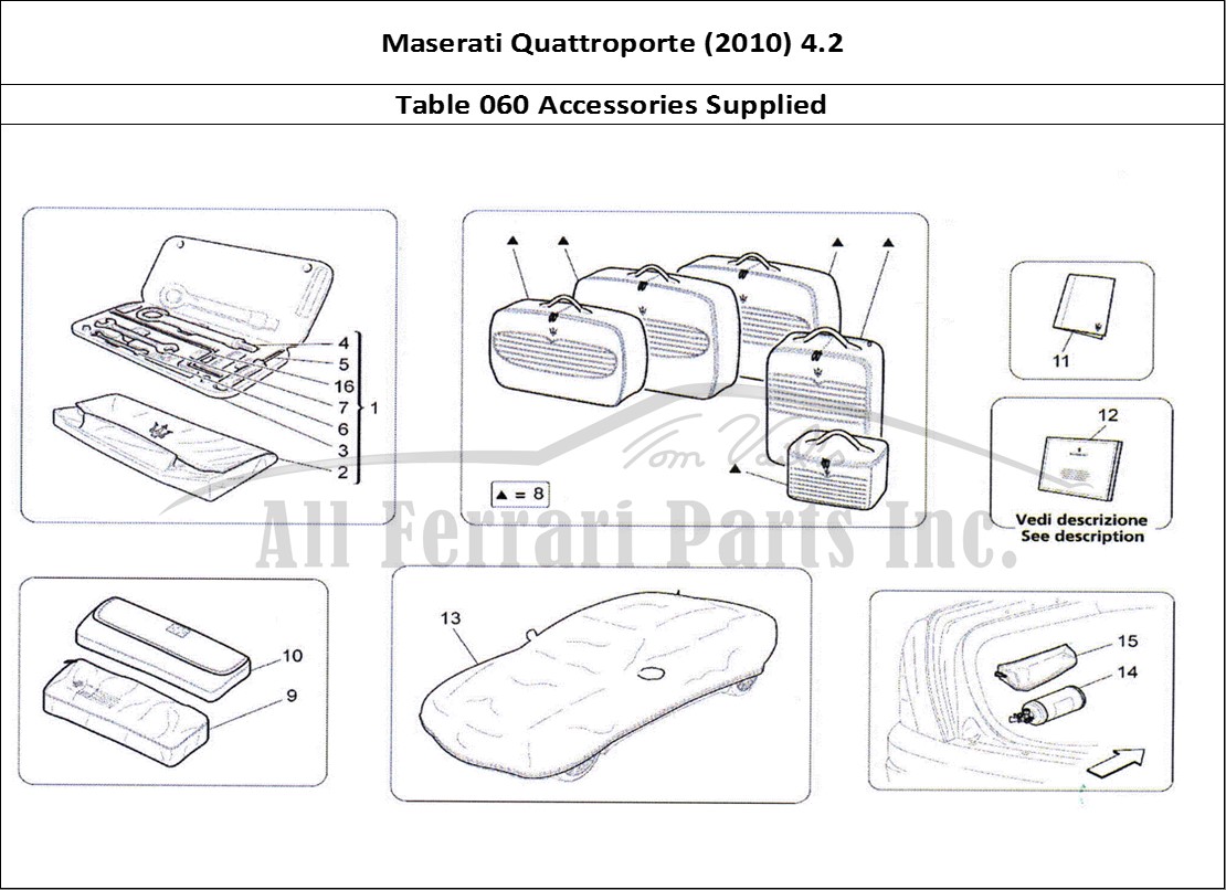 Ferrari Parts Maserati QTP. (2010) 4.2 Page 060 Accessories Provided