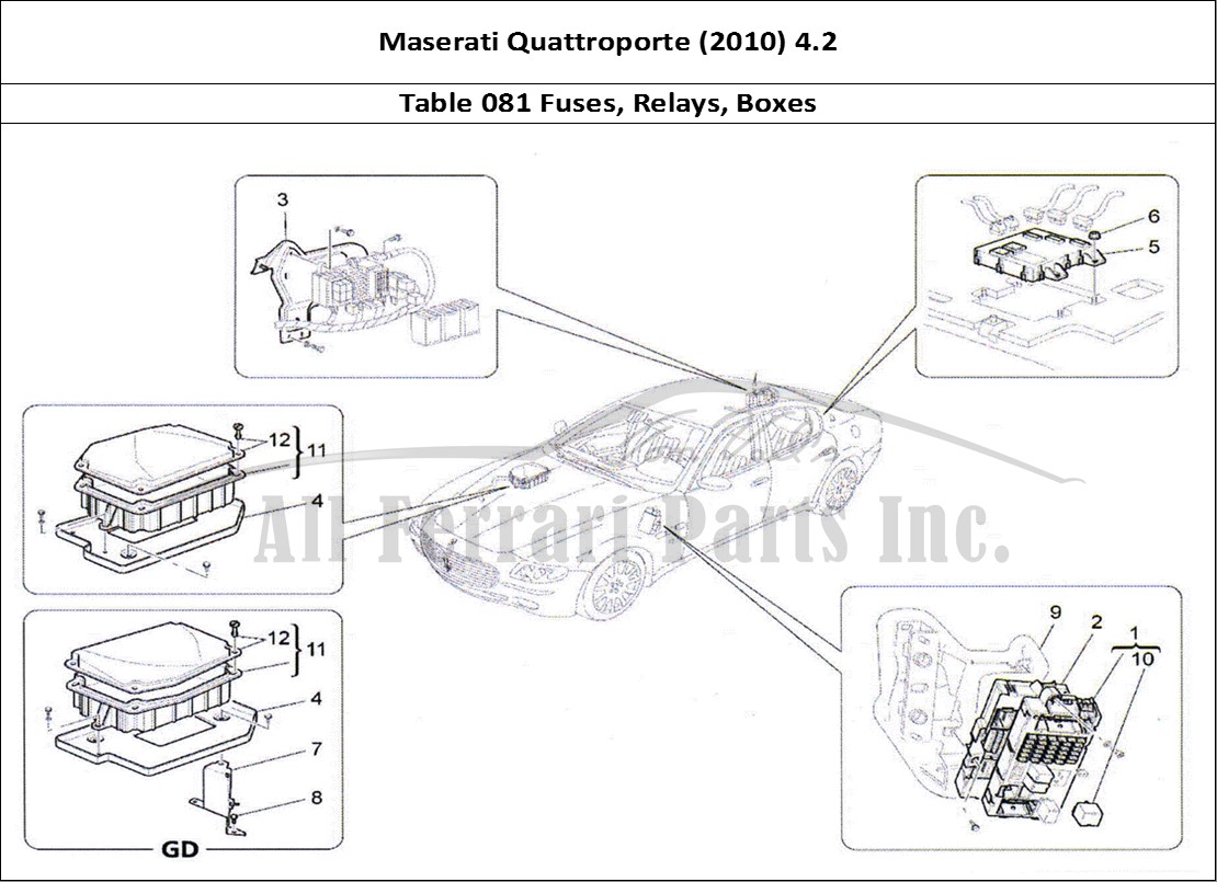 Ferrari Parts Maserati QTP. (2010) 4.2 Page 081 Relays, Fuses And Boxes