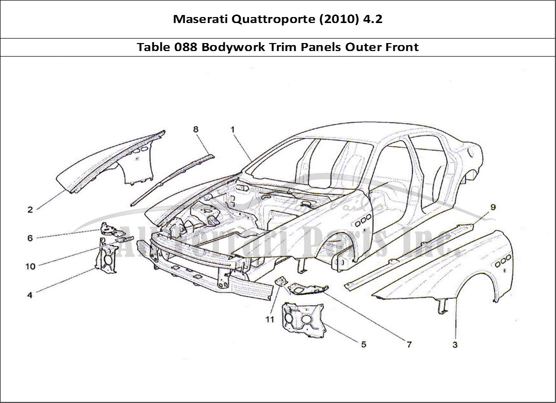Ferrari Parts Maserati QTP. (2010) 4.2 Page 088 Bodywork and Front Outer