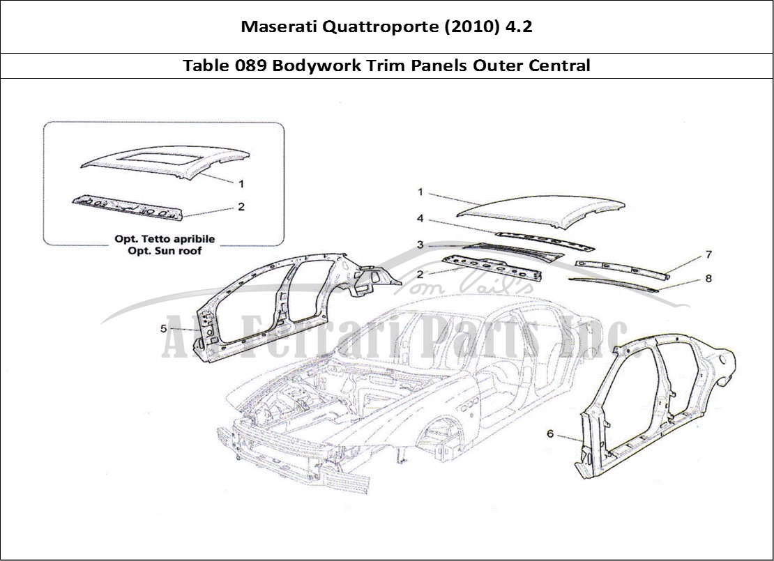 Ferrari Parts Maserati QTP. (2010) 4.2 Page 089 Bodywork and Central Oute