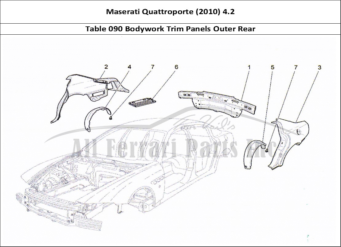 Ferrari Parts Maserati QTP. (2010) 4.2 Page 090 Bodywork and Rear Outer T