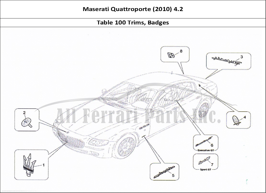 Ferrari Parts Maserati QTP. (2010) 4.2 Page 100 Trims, Brands and Symbols