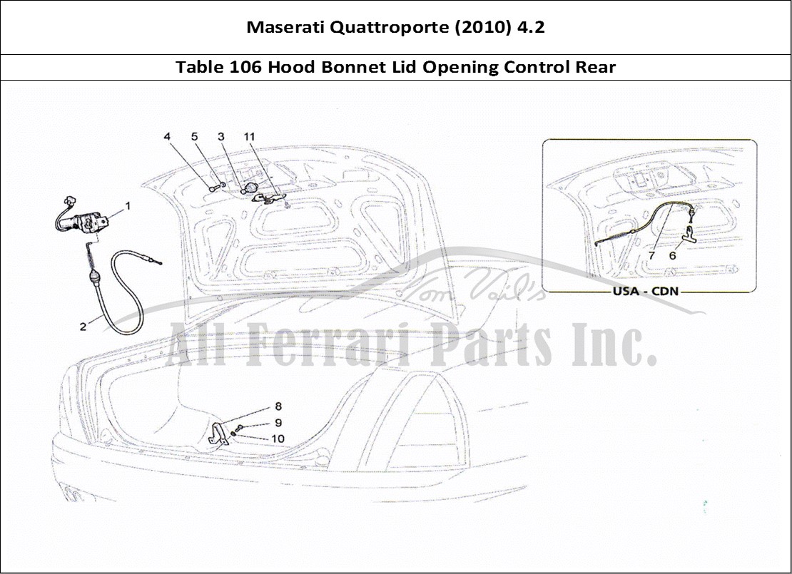 Ferrari Parts Maserati QTP. (2010) 4.2 Page 106 Rear Lid Opening Control