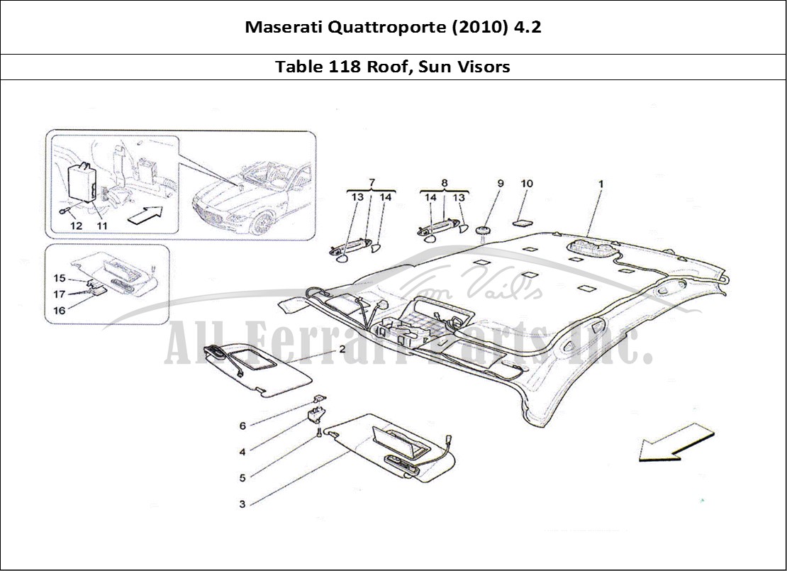 Ferrari Parts Maserati QTP. (2010) 4.2 Page 118 Roof and Sun Visors