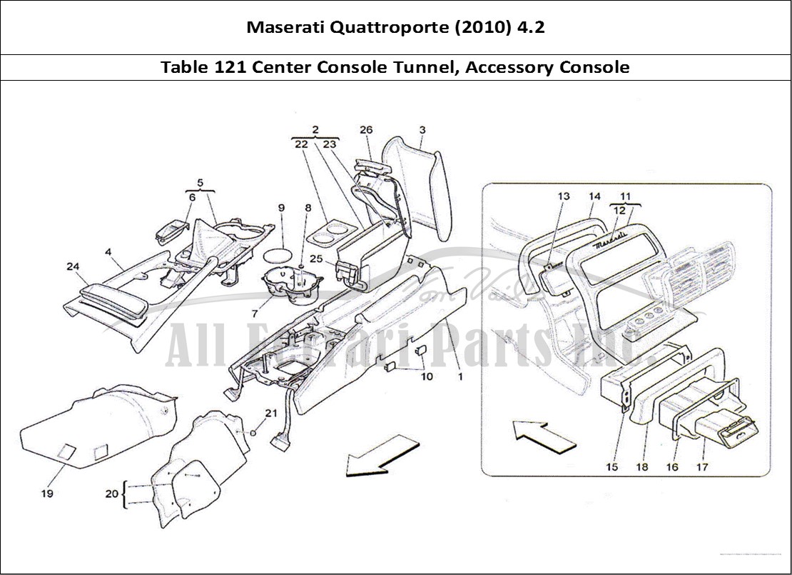 Ferrari Parts Maserati QTP. (2010) 4.2 Page 121 Accessory Console and Cen