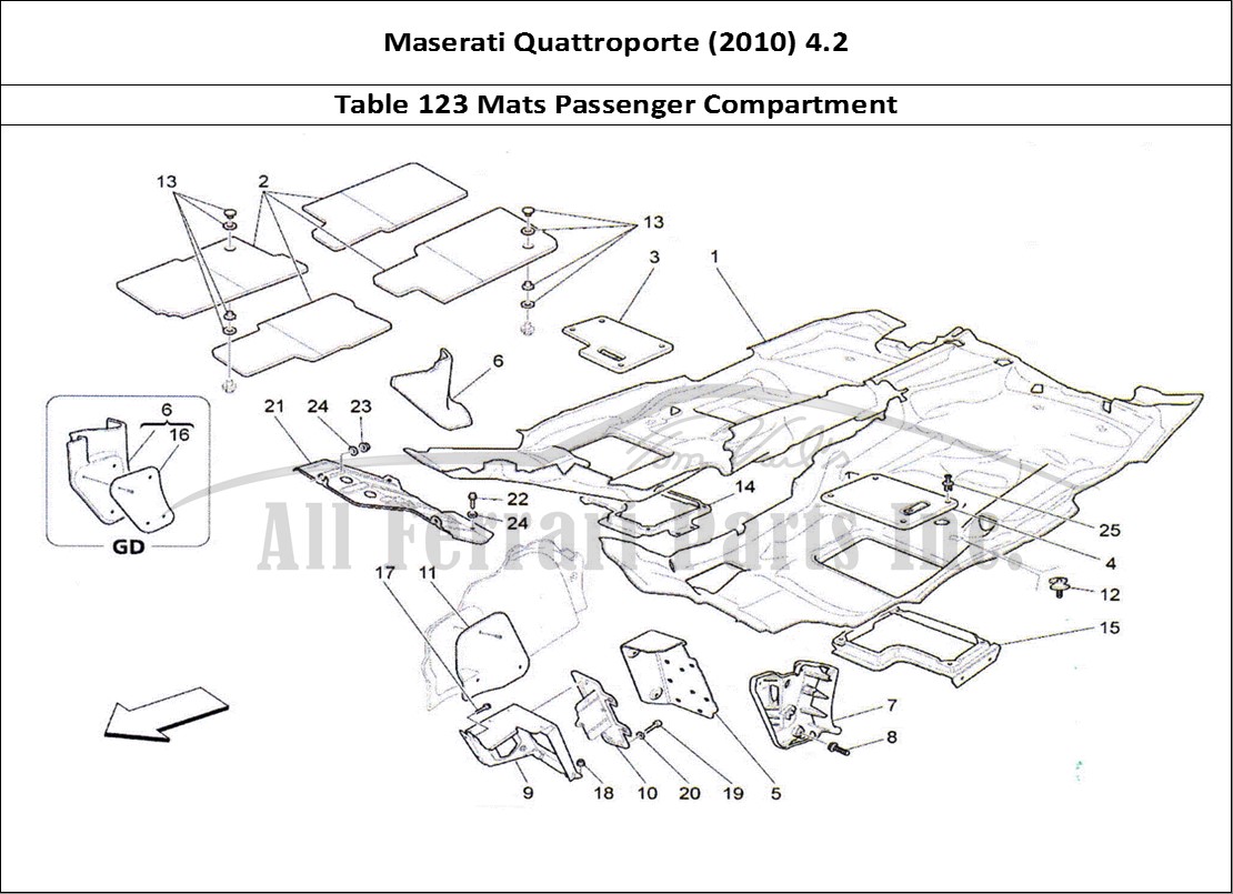 Ferrari Parts Maserati QTP. (2010) 4.2 Page 123 Passenger Compartment Mat