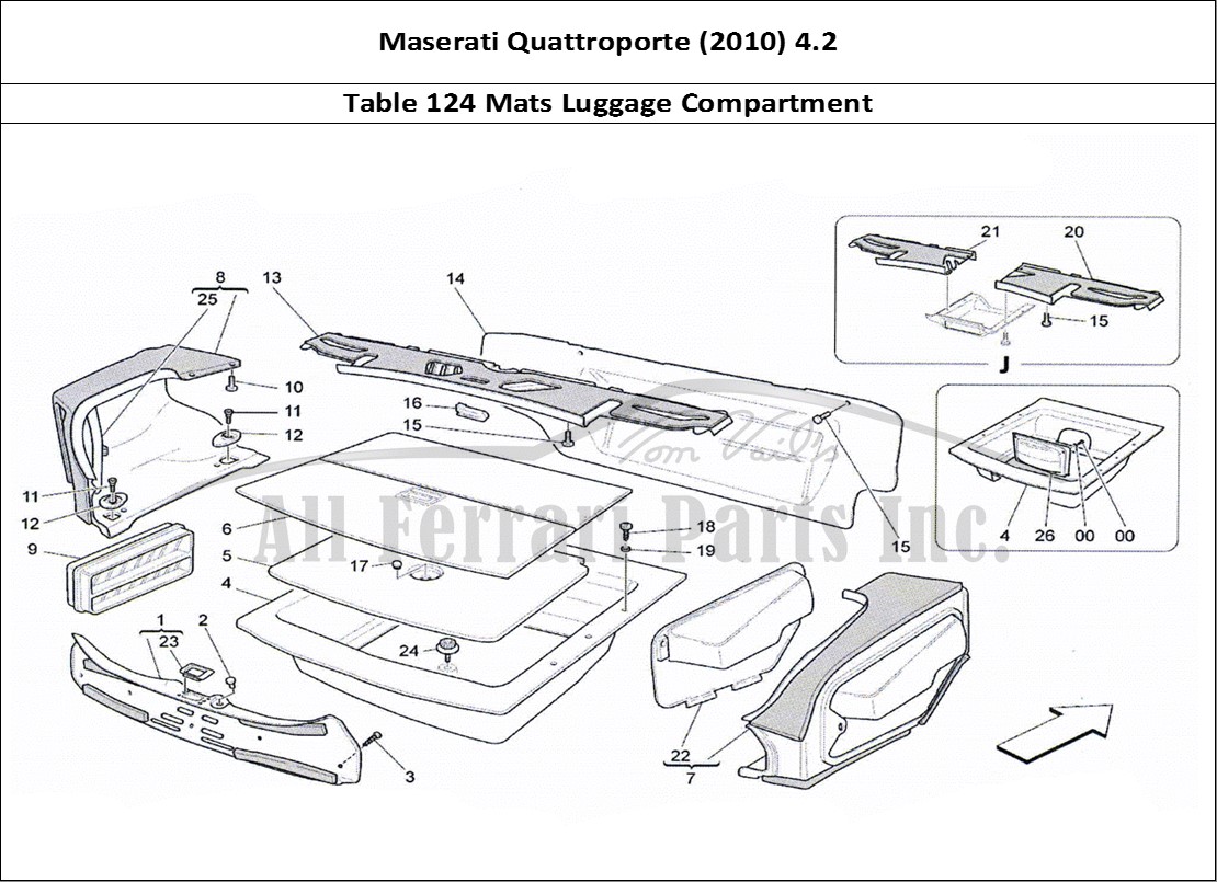Ferrari Parts Maserati QTP. (2010) 4.2 Page 124 Luggage Compartment Mats