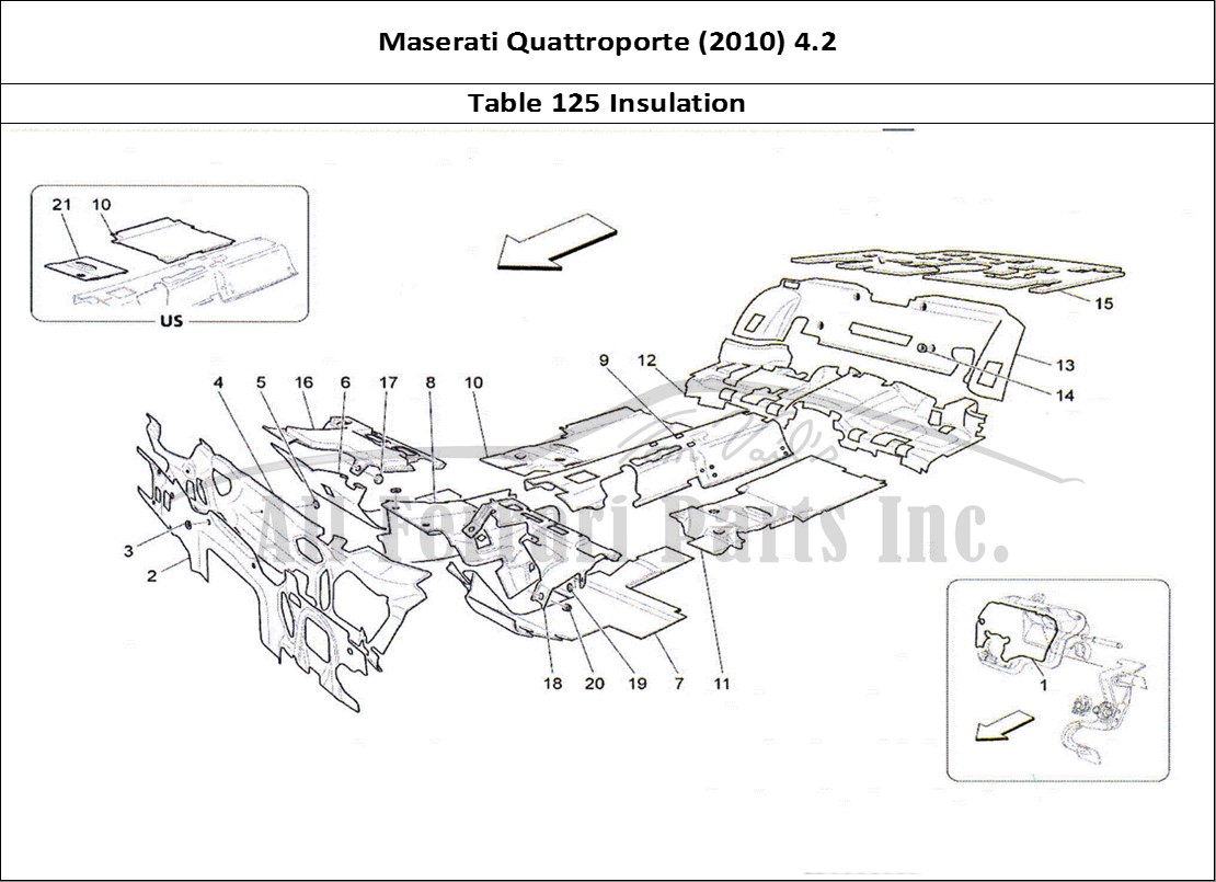 Ferrari Parts Maserati QTP. (2010) 4.2 Page 125 Sound-Proofing Panels Ins