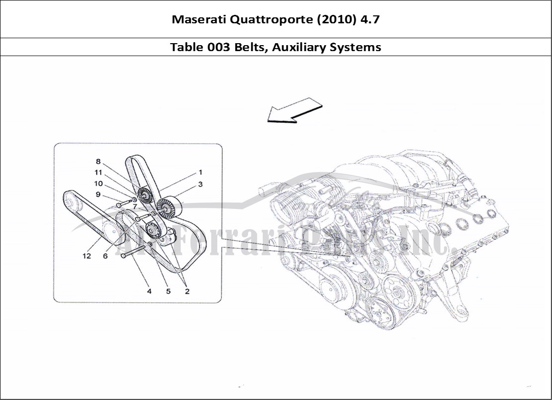 Ferrari Parts Maserati QTP. (2010) 4.7 Page 003 Auxiliary Device Belts