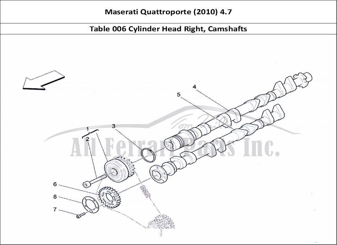 Ferrari Parts Maserati QTP. (2010) 4.7 Page 006 Rh Cylinder Head Camshaft