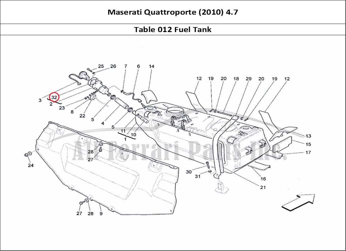 Ferrari Parts Maserati QTP. (2010) 4.7 Page 012 Fuel Tank
