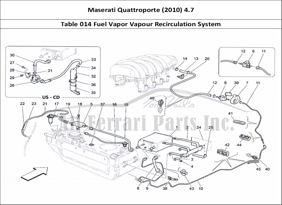 Ferrari Parts Maserati QTP. (2010) 4.7 Page 014 Fuel Vapour Recirculation