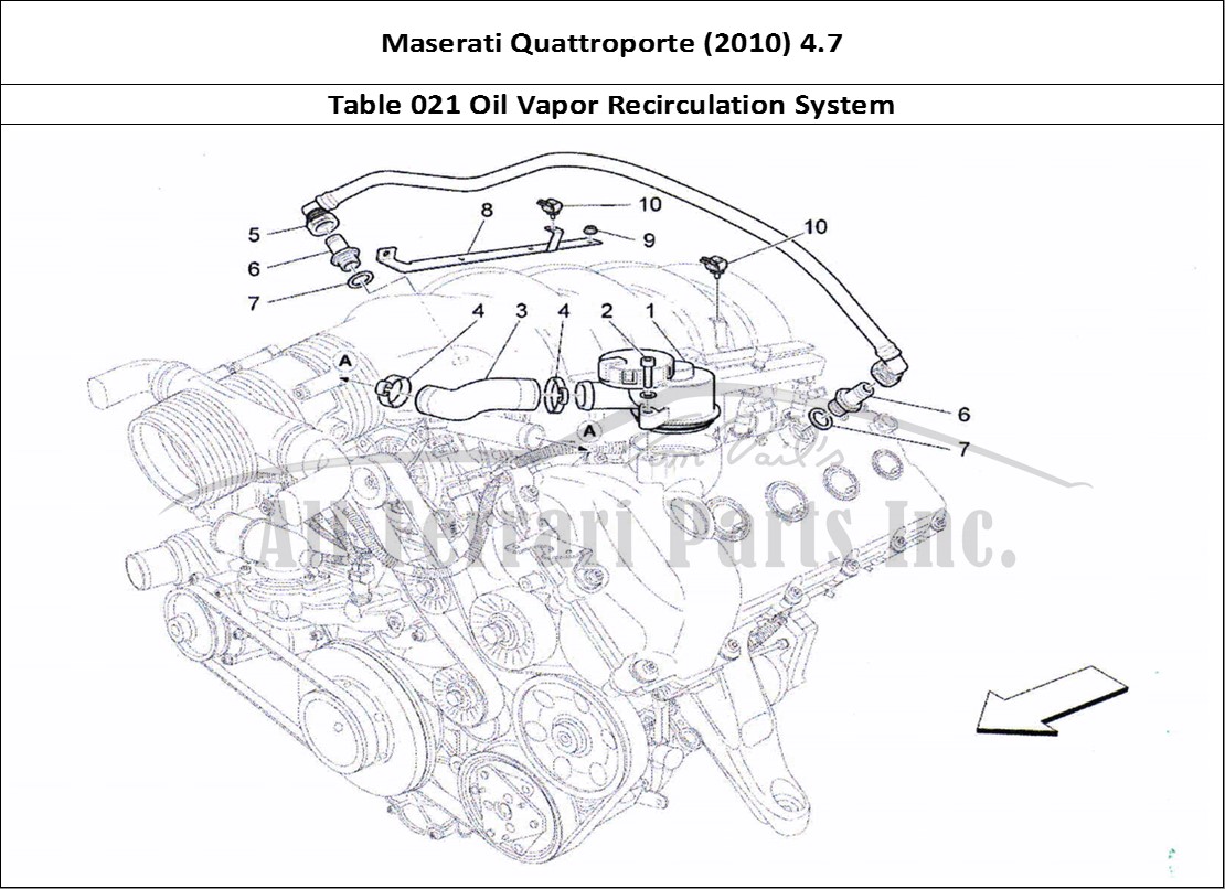 Ferrari Parts Maserati QTP. (2010) 4.7 Page 020 Oil Vapour Recirculation