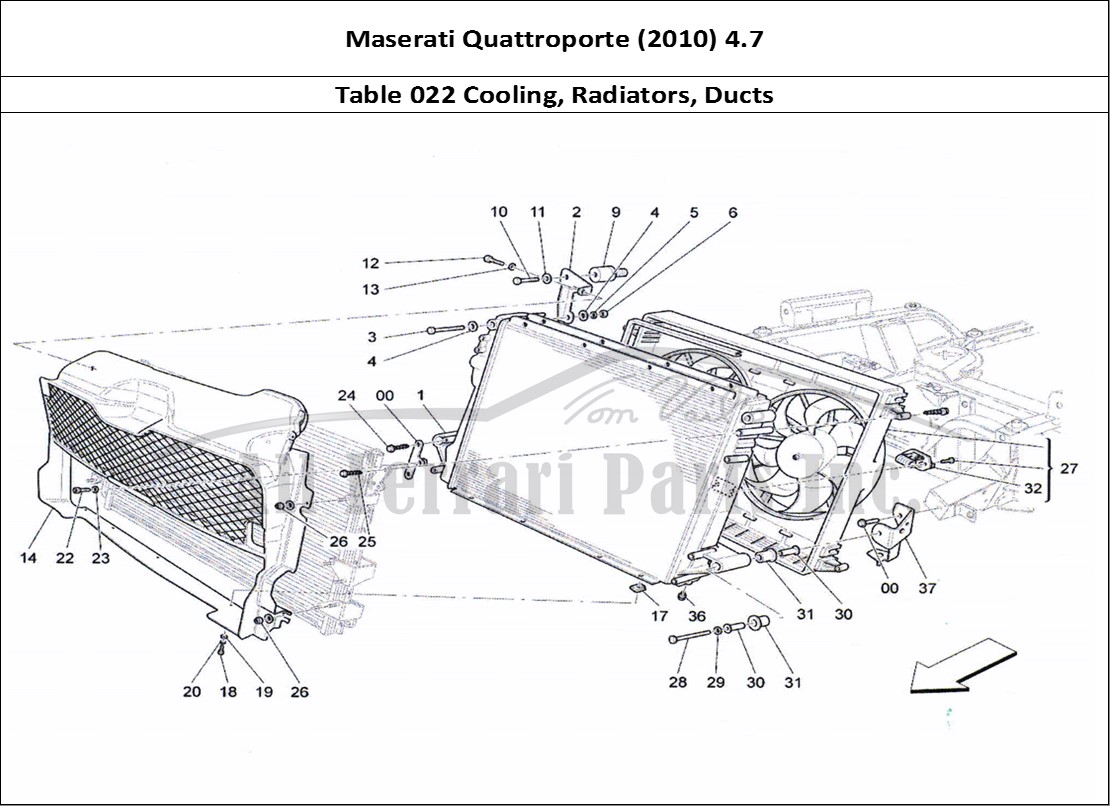 Ferrari Parts Maserati QTP. (2010) 4.7 Page 022 Cooling: Air Radiators An