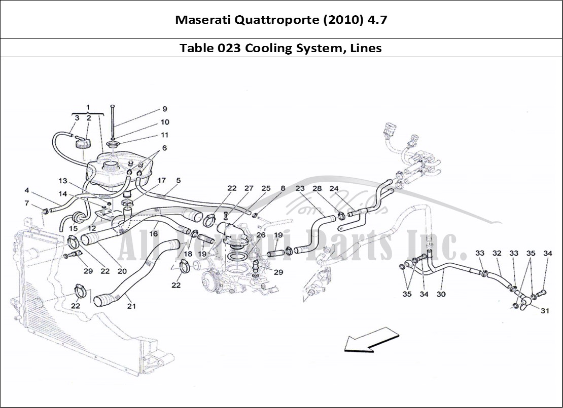Ferrari Parts Maserati QTP. (2010) 4.7 Page 023 Cooling System: Nourice A