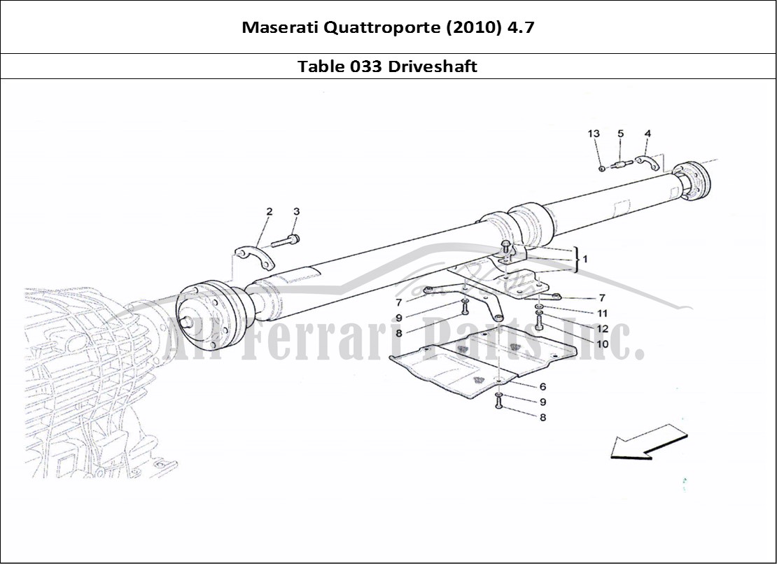 Ferrari Parts Maserati QTP. (2010) 4.7 Page 033 Transmission Pipe