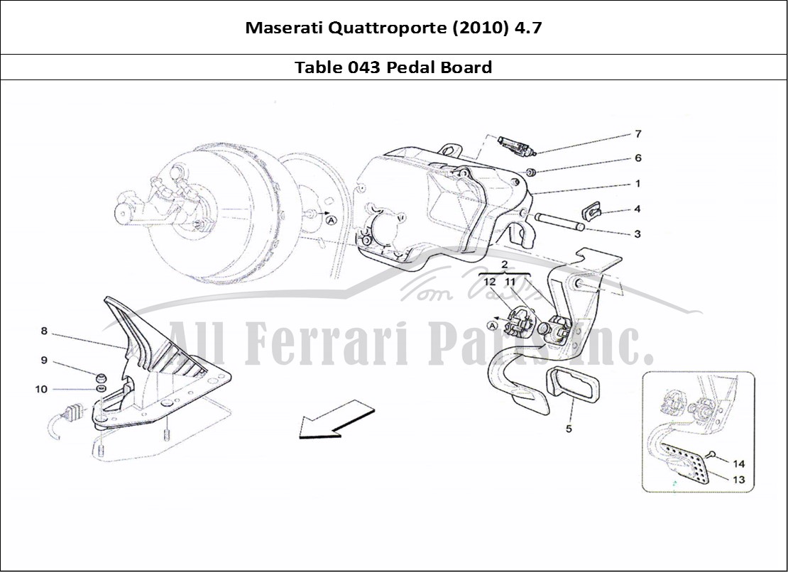 Ferrari Parts Maserati QTP. (2010) 4.7 Page 043 Complete Pedal Board Unit