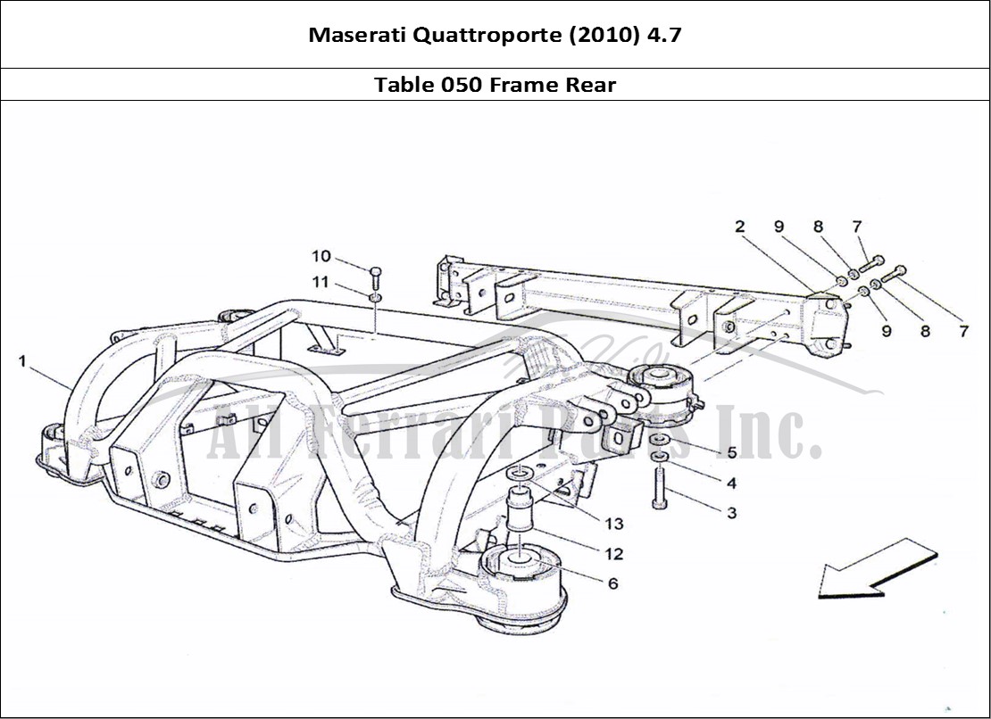 Ferrari Parts Maserati QTP. (2010) 4.7 Page 050 Rear Chassis