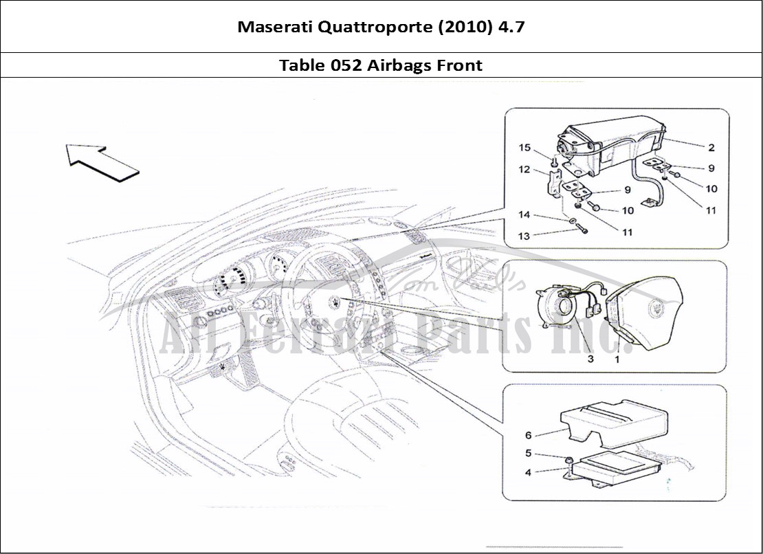 Ferrari Parts Maserati QTP. (2010) 4.7 Page 052 Front Airbag System