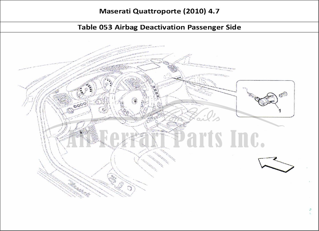 Ferrari Parts Maserati QTP. (2010) 4.7 Page 053 Passenger'S Airbag-Deacti