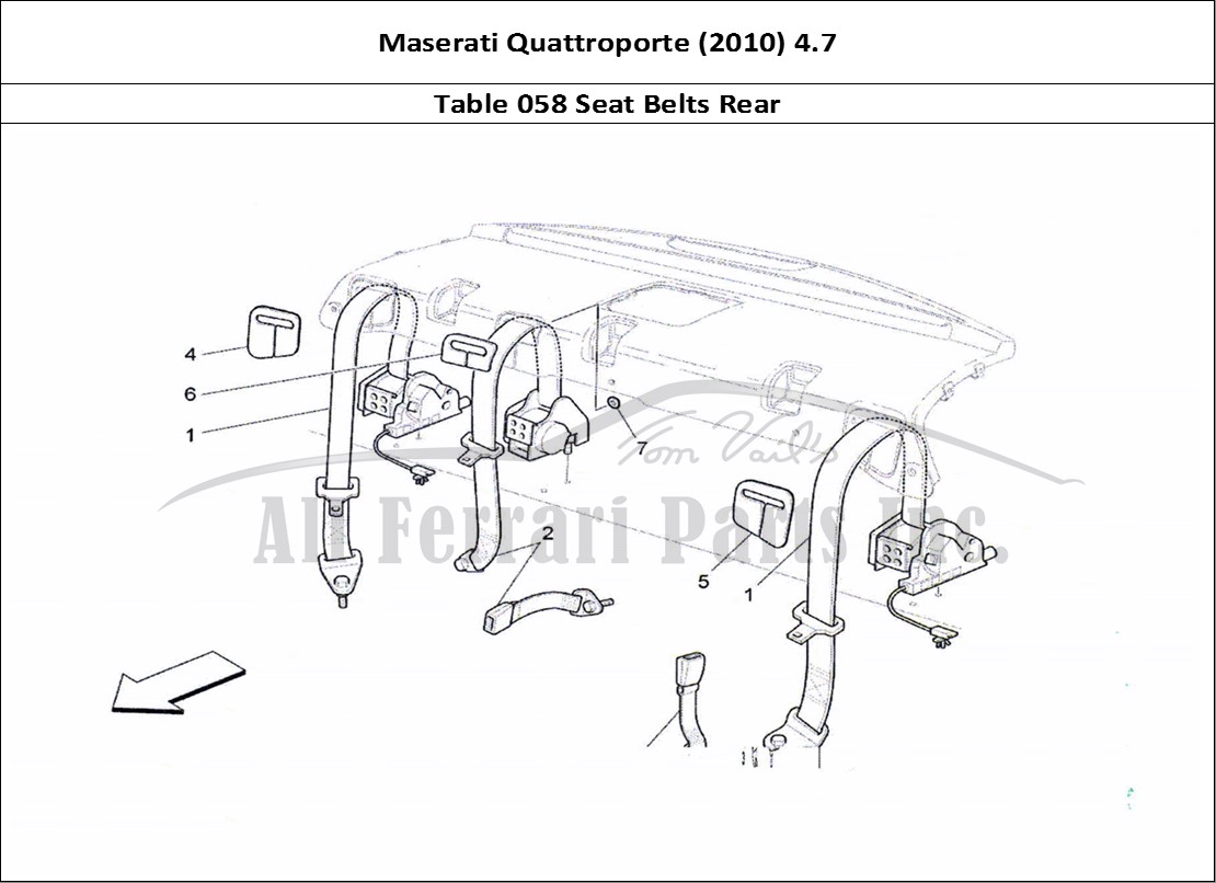 Ferrari Parts Maserati QTP. (2010) 4.7 Page 058 Rear Seat Belts