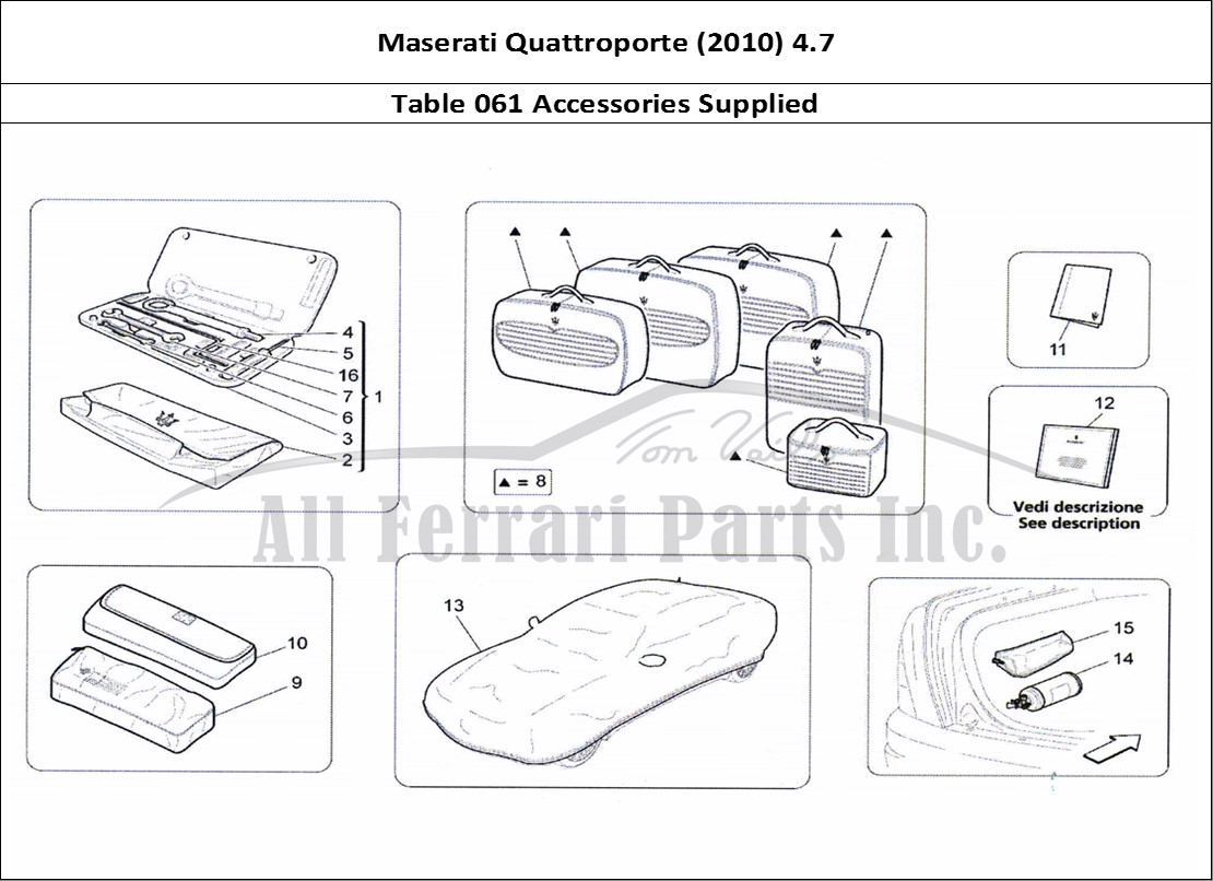 Ferrari Parts Maserati QTP. (2010) 4.7 Page 061 Accessories Provided
