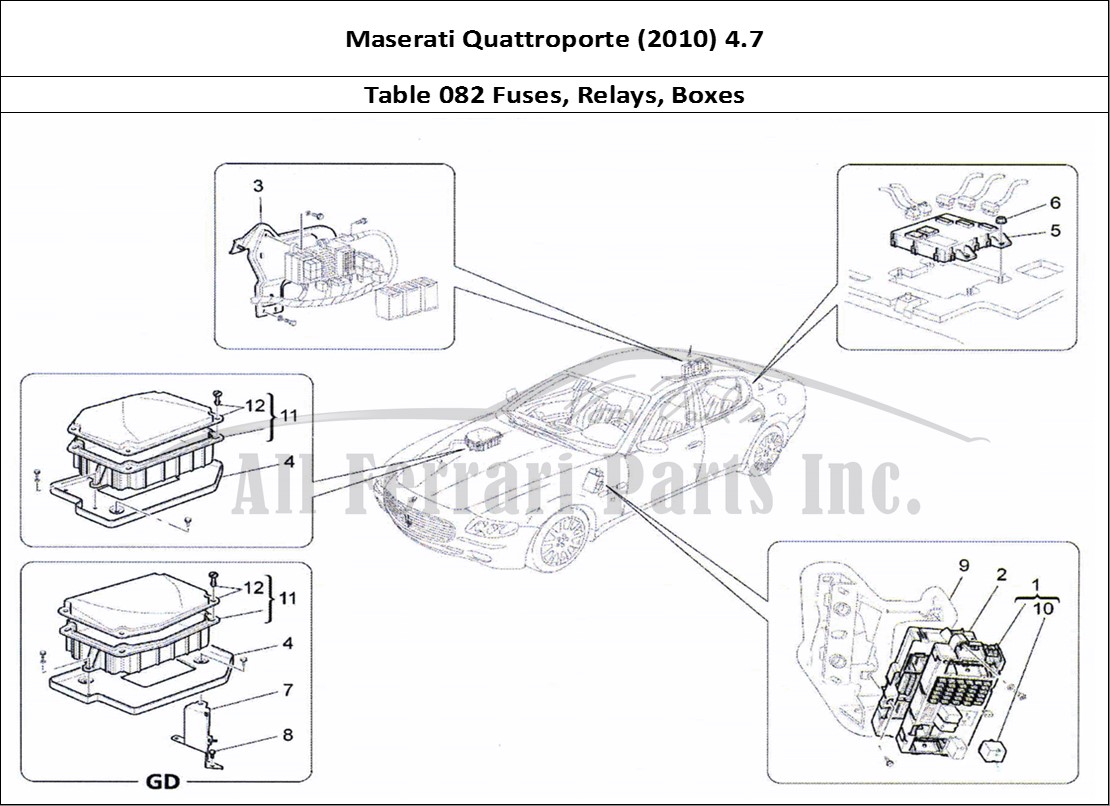 Ferrari Parts Maserati QTP. (2010) 4.7 Page 082 Relays, Fuses And Boxes