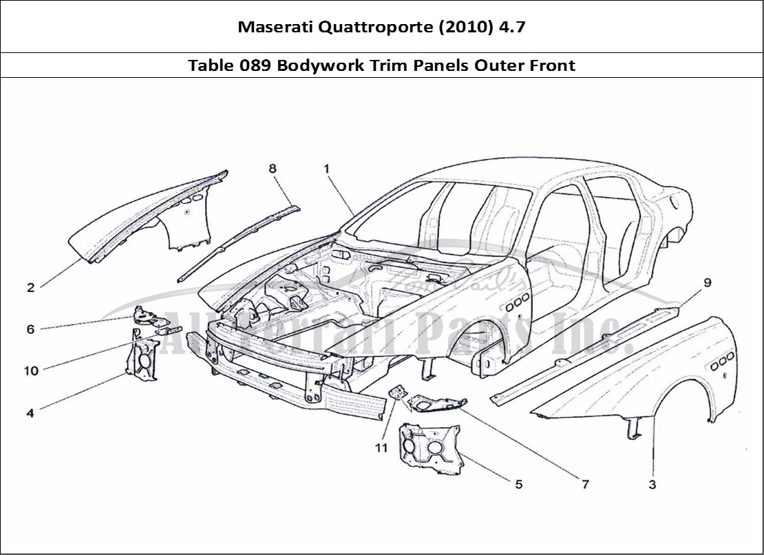 Ferrari Parts Maserati QTP. (2010) 4.7 Page 089 Bodywork And Front Outer