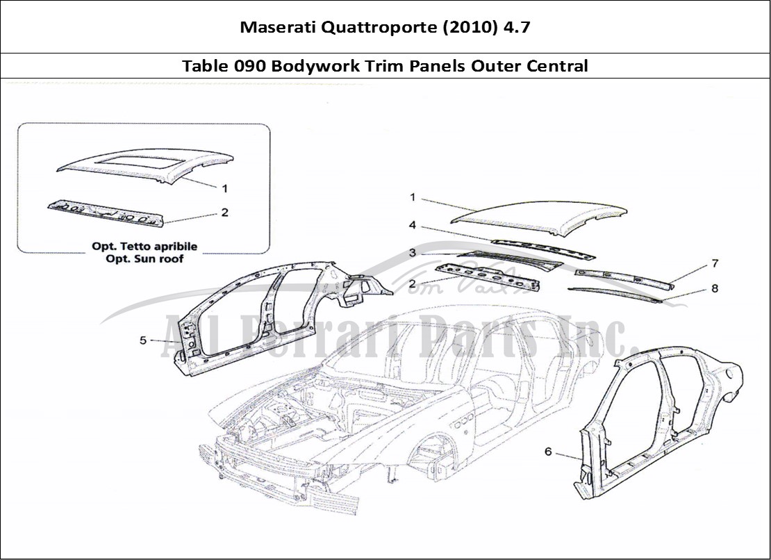 Ferrari Parts Maserati QTP. (2010) 4.7 Page 090 Bodywork And Central Oute
